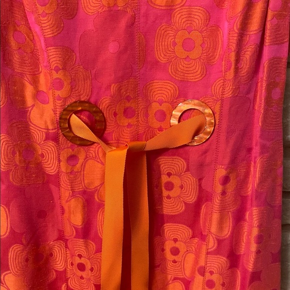 Chetta B Elegant Pink and Orange Sleeveless Dress Size 6 - Picture 4 of 11